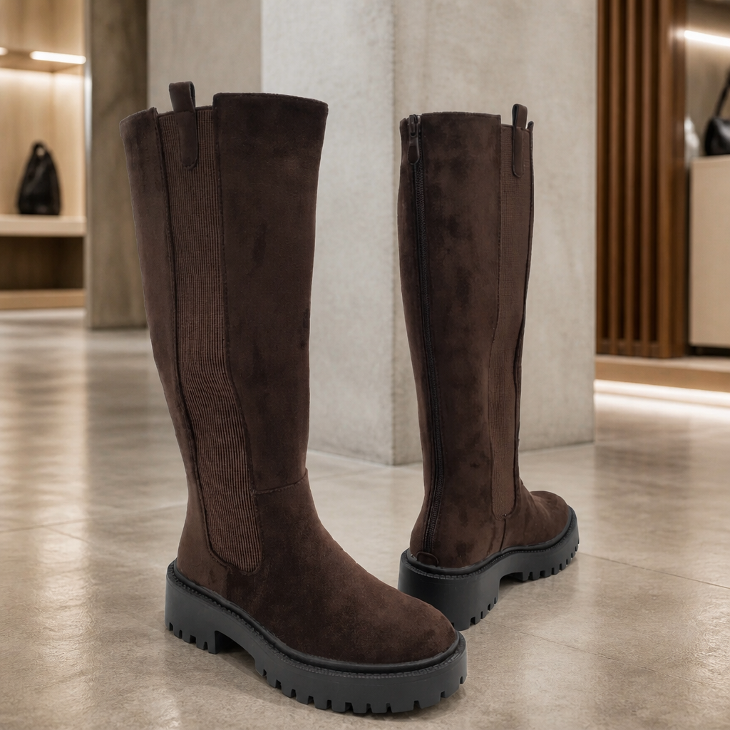 Stiefel Veloursleder Schoko