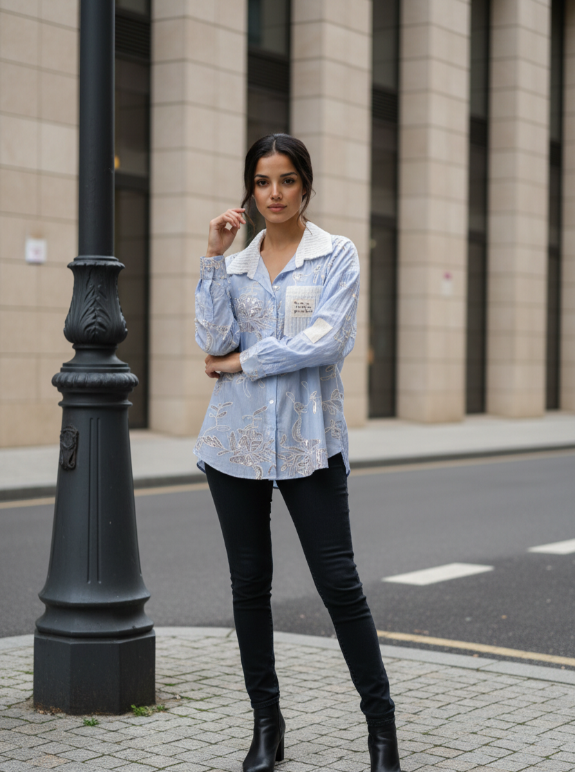 Hemdbluse mit Details