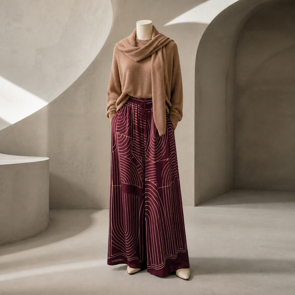 Hose Wideleg Viscose & Silk