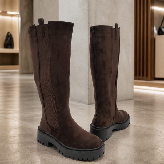 Stiefel Veloursleder Schoko