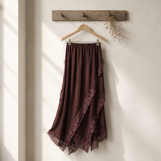 Maxirock mit Spitze Bordeaux
